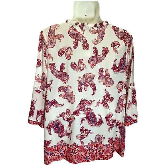 Plus Size, Cato Red and White Patterned Blouse, 3X - Picture 3 of 10